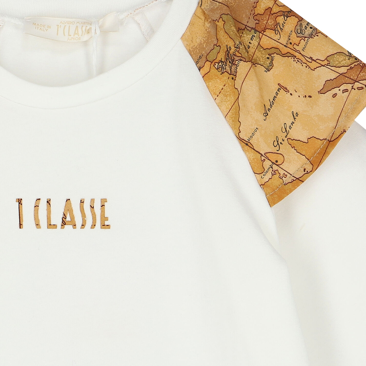 Girls Ivory Logo Geo Map Long Sleeve Top, 1, hi-res